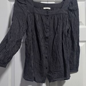 Navy and White Gingham Blouse NEUFLORA